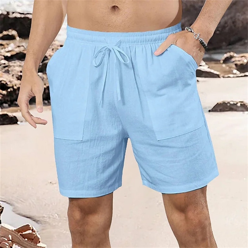 Homens Calção Shorts de linho Shorts de verão Shorts de praia Bolsos Com Cordão Cintura elástica Tecido Conforto Respirável Curto Férias Feriado Praia Havaiana Boho Preto Branco de 2025 por $17.99 –P1