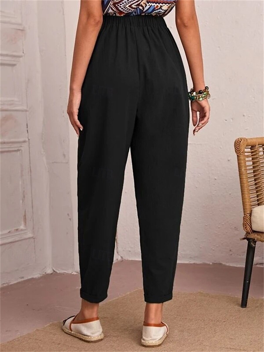 Per donna Pantaloni Affusolati Chinos Moda Streetwear Essenziale Lunghezza alla caviglia Vita media Semplice Tasca Elastico in vita Comodità All'aperto Micro-elastico Vacanza Streetwear Quotidiano del 2025 a $22.99 –P10