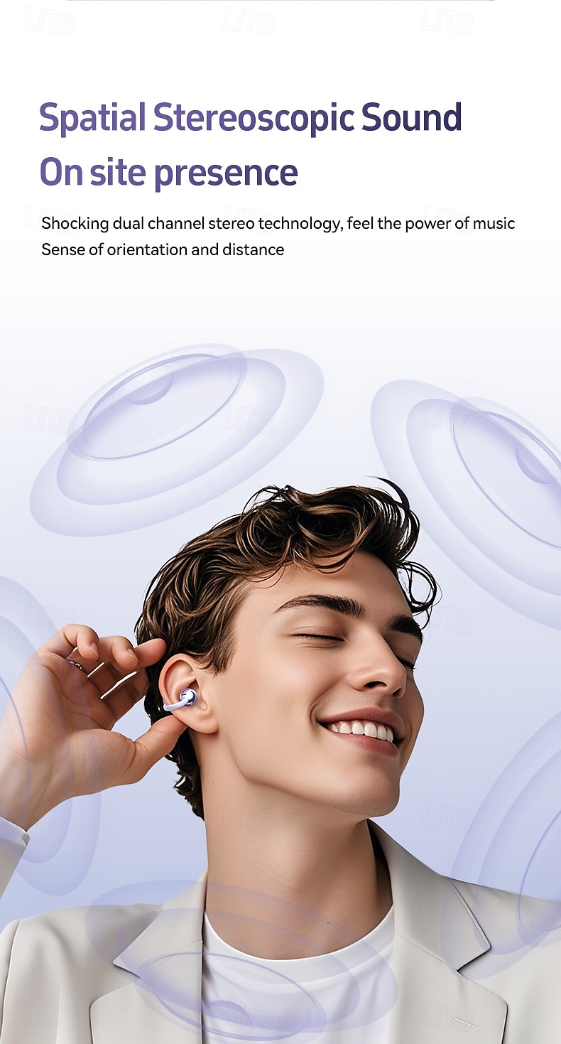 Fones de ouvido verdadeiramente sem fio M108 fones TWS com clipe de orelha Bluetooth 5.3 design ergonômico som estéreo surround para fitness academia e treino de 2025 por $39.99 –P3