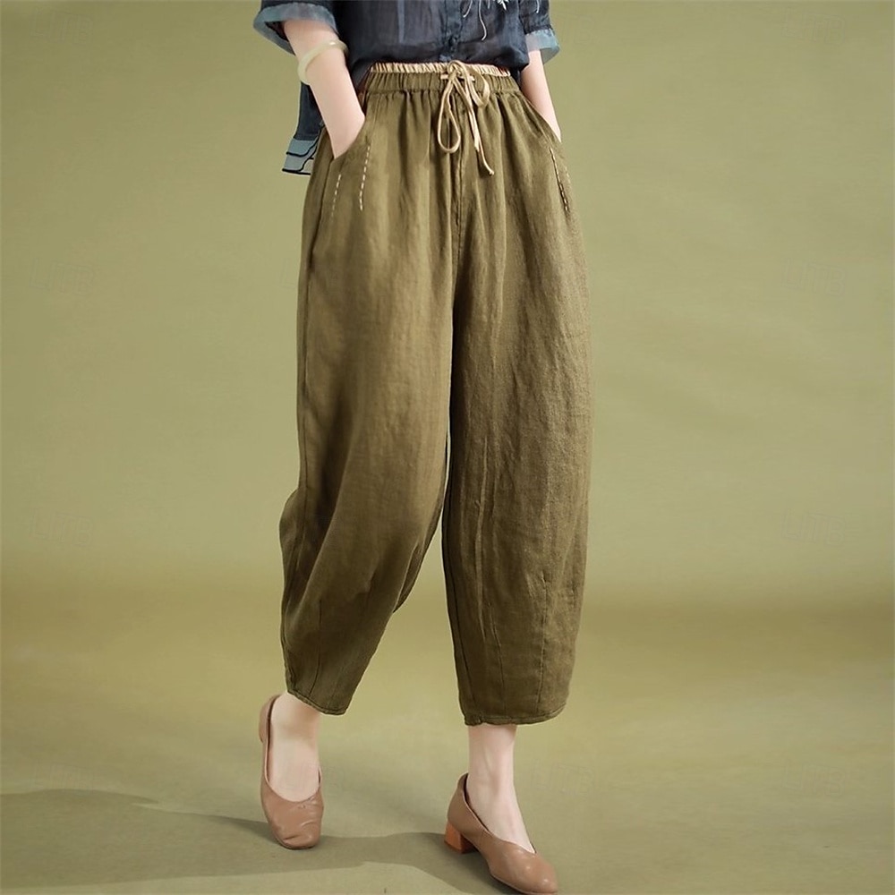 Retro Vintage Mittelalterlich Renaissance Knöchellänge Hose Einfarbig Damen Urlaub Alltagstauglich Erwachsene Hose Frühling & Sommer 2025 - $43.99 –P2