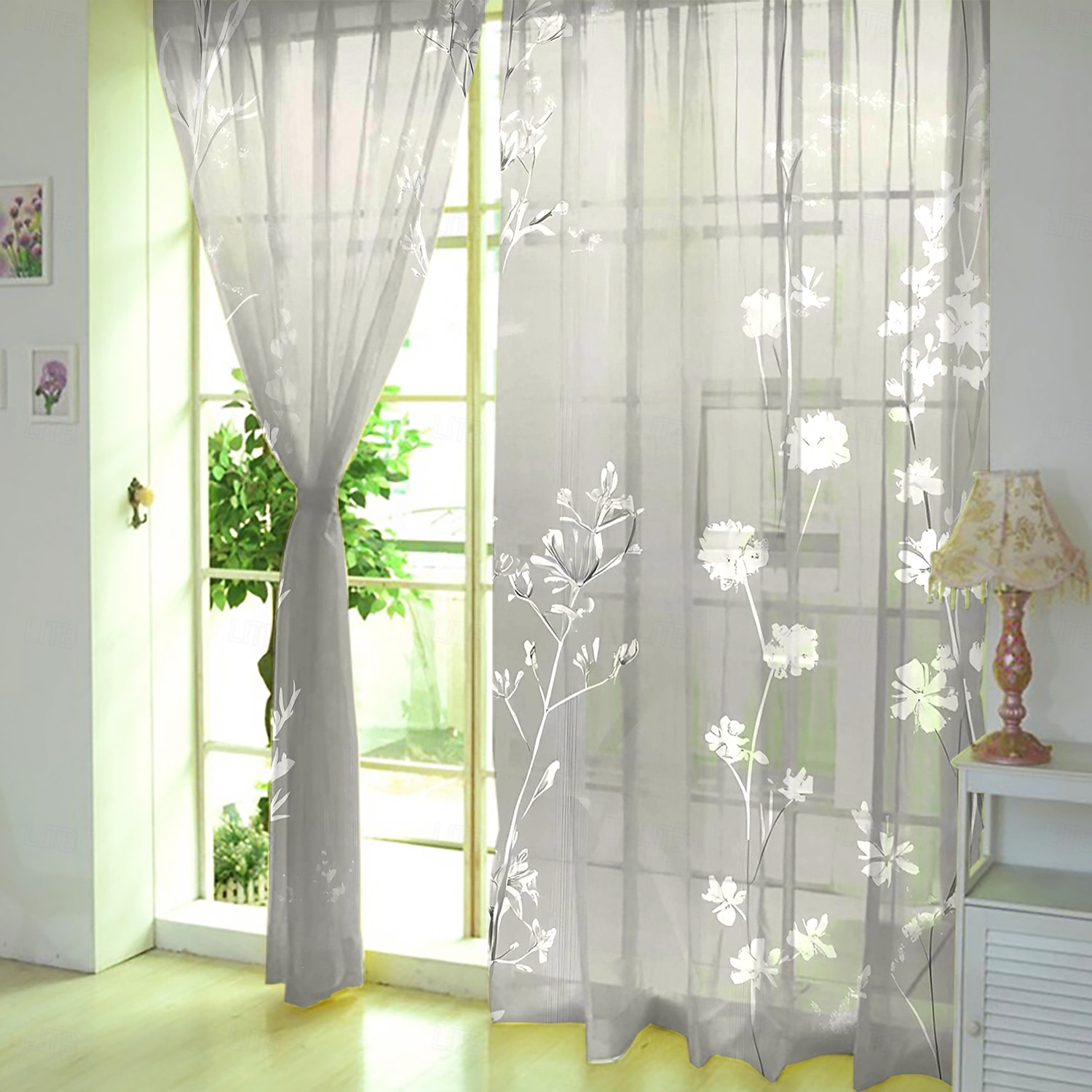 2-piece Set of Plant Floral Pattern Sheer Window Decoration, Screen Windows Can Be Used For Privacy Protection Room Decoration Bedrooms Kitchens 2025 - $22.99 –P4