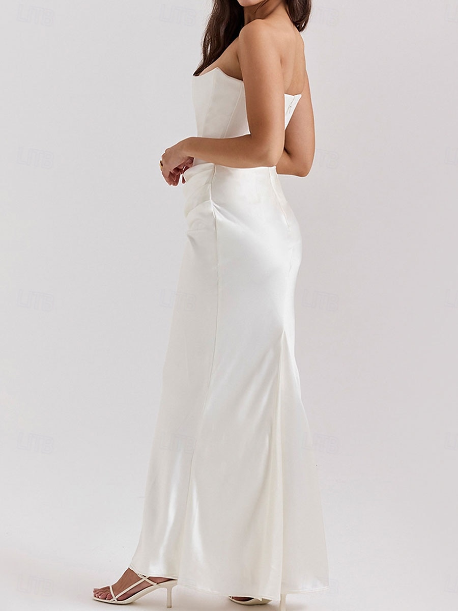 Trumpetti / merenneito Quinceanera mekot Tyylikäs Mekko Häät Häävieras Kokopitkä Hihaton Olkaimeton Spandex Selästä avoin kanssa Rypytetty 2025 2025 - $89.99 –P16