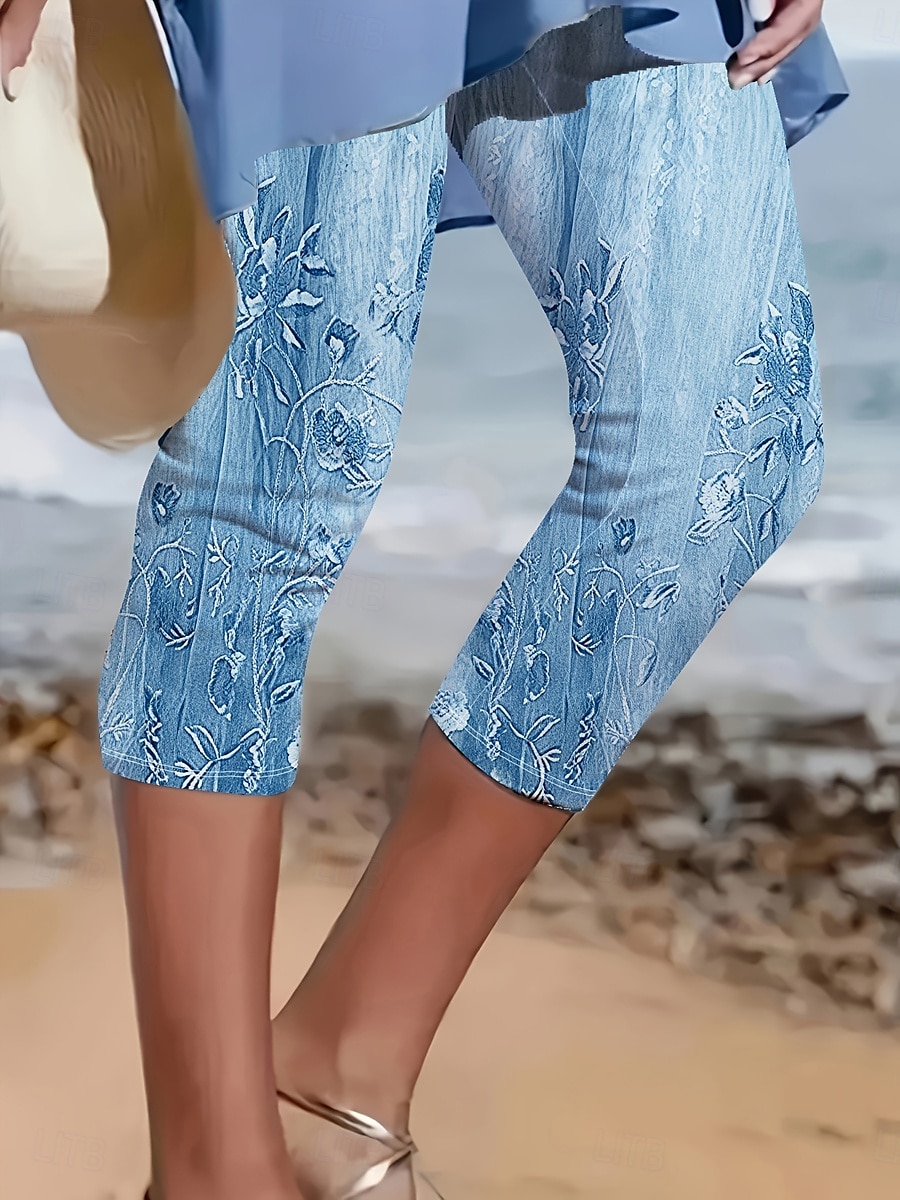 Dames Leggings Capri Broeken 3D Print Hoge Elasticiteit Vakantie Vintage Mode Kuitlengte Hoge Taille Bloemen Grafische Afdrukken Ademend Zacht Rekbaar Formeel Vakantie Kantoor Buff Roze Blauw Amethist 2025 - $18.99 –P1