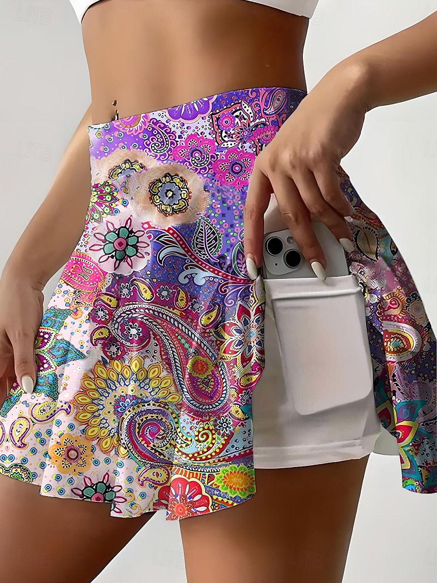 Krótka spódnica damska kuloty Moda Plażowa Casual Mini Wysoka talia Spódnice Kwiatowe Graficzne Plisowane Wakacje Fitness Różowa Czerwona Niebieska Fioletowa Lato Dzianina Poliester 2025 - $19.99 –P2