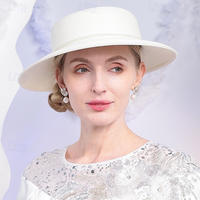 Sombreros Fibra Bombín / Sombrero Cloché Sombrero de copa Sombrero para el sol Boda Fiesta de Té Elegante Boda Con Detalles con Perlas Celada Sombreros 2026 - $45.99 –P4