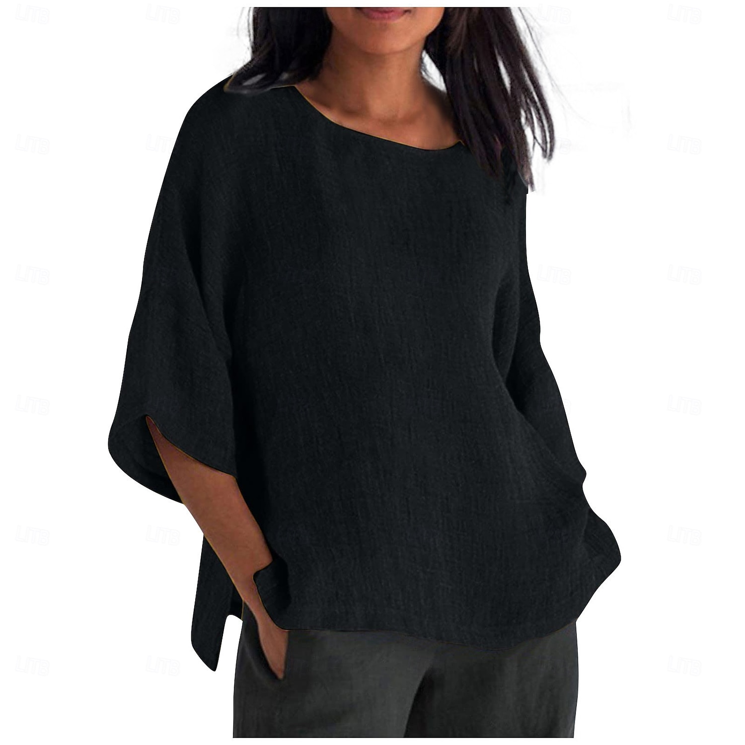 Pentru femei Cămașă Bluză Cămăși Bumbac In Culoare solidă De Bază Casual Lungime Manșon 3/4 Stil Nautic Topuri obișnuite Zilnic Verde Crud Negru Alb Verde Deschis Roz Îmbujorat Vară 2025 - $23.99 –P3