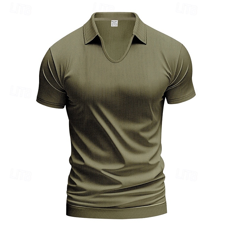 Per uomo Maglietta Camicia a Maniche Corte Manica Corta Scollo a V Bavero Primavera & Autunno Semplice Moda Designer Sexy Vacanza Streetwear Uscire Aalbicocca Bianco Grigio chiaro Maglietta Top per del 2025 a $20.99 –P7