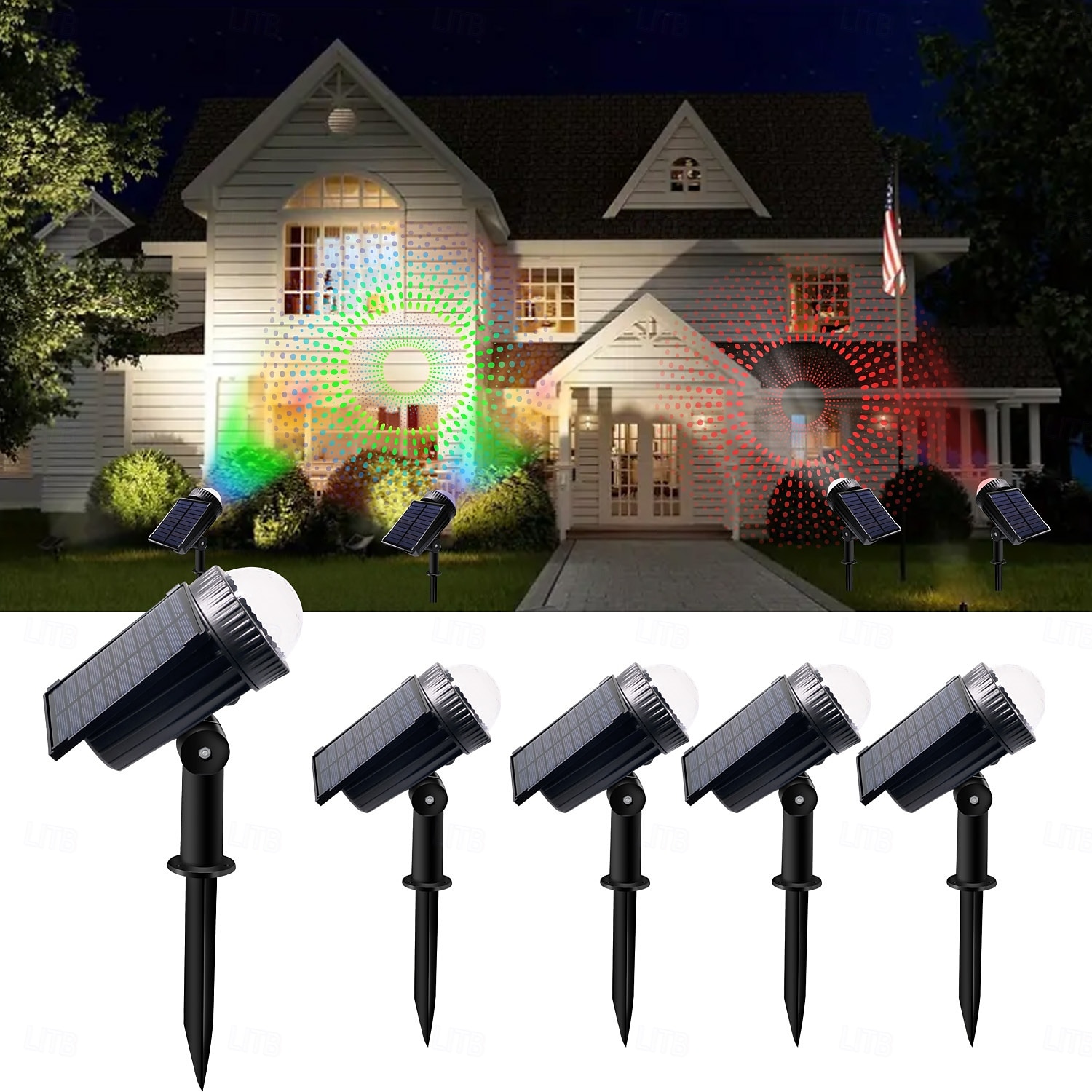 1 szt. zewnętrzny reflektor solarny rgb projekcyjny na trawnik, oświetlenie dziedzińca, ogrodu, drogi, ściany, drzewa, pod oświetleniem, dekoracyjne światło 2025 - $13.49 –P2