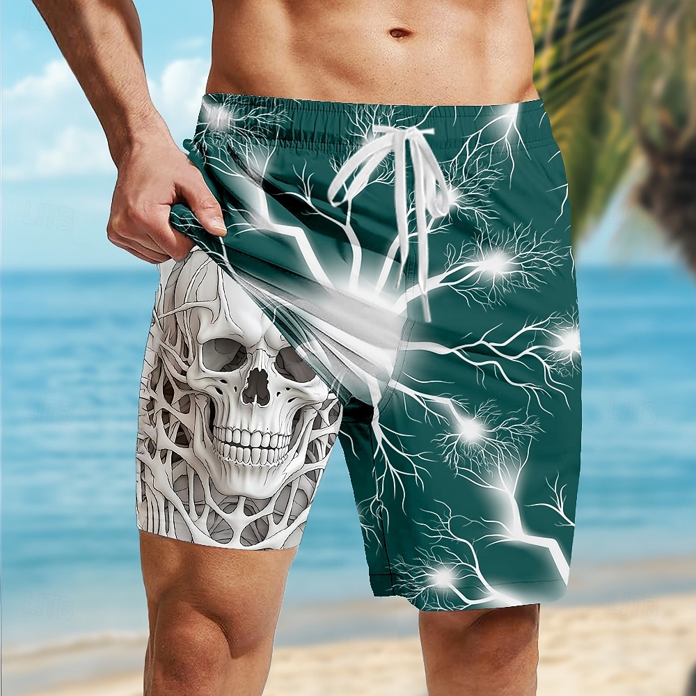 Bărbați Cranii Fulgerător Gotic Pantaloni scurți căptușiți Pantaloni scurți de baie 2 în 1 Pantaloni Scurți de Înot Talie medie Retro / vintage Concediu Haine de strada Buzunare laterale Cu 2026 - $22.99 –P3