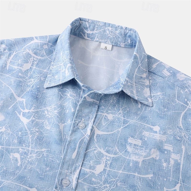 Men's Shirt Summer Shirt Casual Shirt Beach Shirt Button Up Shirt Pink Blue Gray Short Sleeve Print Lapel Vacation Hawaiian Clothing Apparel Fashion Casual Comfortable 2026 - $26.99 –P3