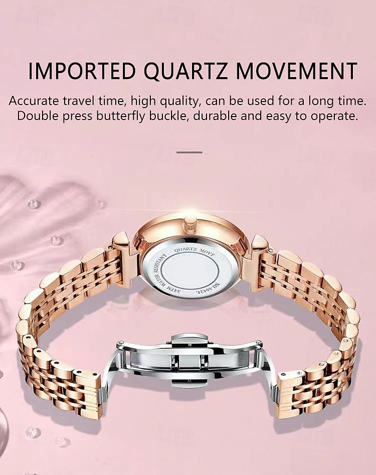 Подарок на День матери для женщин Кварцевые часы Наручные часы с блестками Водонепроницаемые украшенные нержавеющие часы 2026 - $32.99 –P7