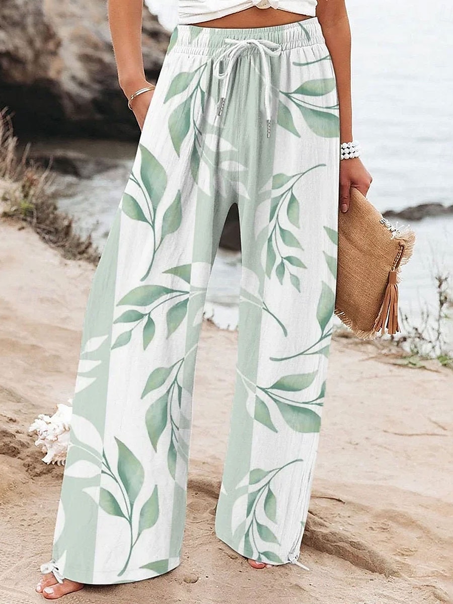 Pentru femei Picior Larg chinez Pantaloni largi Vacanță Modă De Bază Lungime totală Talie Înaltă Floral Grafic Imprimare Termic cald Respirabil Απαλό Micro-elastic Oficial Vacanță Stradă Roz 2025 - $24.99 –P4
