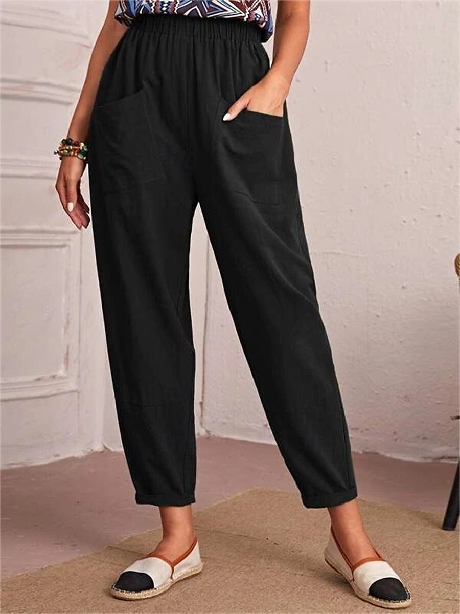 Per donna Pantaloni Affusolati Chinos Moda Streetwear Essenziale Lunghezza alla caviglia Vita media Semplice Tasca Elastico in vita Comodità All'aperto Micro-elastico Vacanza Streetwear Quotidiano del 2025 a $22.99 –P7