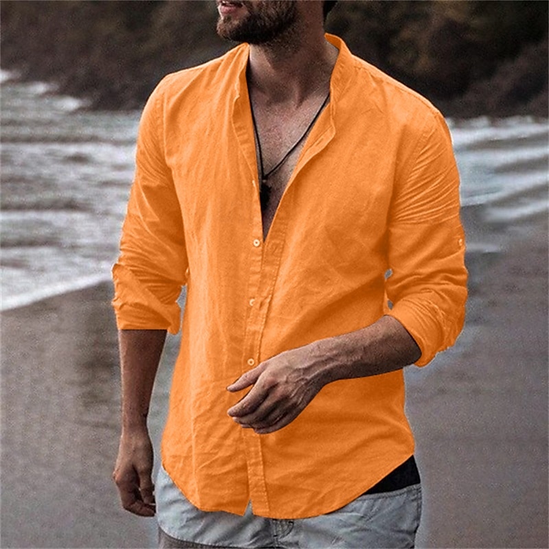 Per uomo Camicia Camicia con colletto alla coreana Camicia Estiva Abbigliamento da spiaggia Camicia casual Camicia con Bottoni Semplice Vacanza Camicia hawaiana Bianco Azzurro cielo Arancione Verde del 2025 a $23.99 –P8