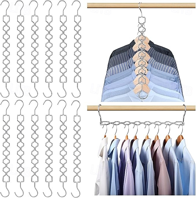 6 Pack Space Saving Hangers for Clothes Heavy Duty 30Lbs Capacity Magic Collapsible Clothes Space Saver Metal Hanger Organizer with 360 Swivel Hook Closet Organizers Storage Dorm Room Essentials 2025 - $21.99 –P3