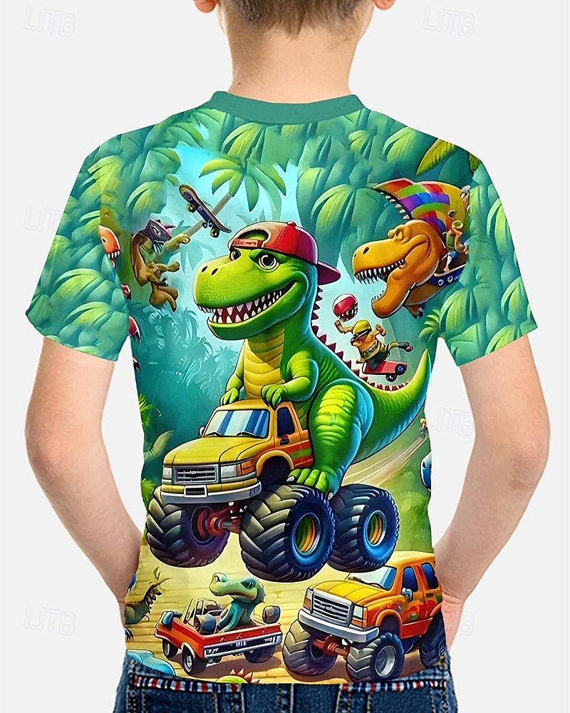 Ragazzi 3D Dinosauro Maglietta Manica Corta Estate Primavera Moda Essenziale Bambini 4-12 Anni Girocollo All'aperto Casuale Quotidiano Vestibilità regolare del 2026 a $14.49 –P2
