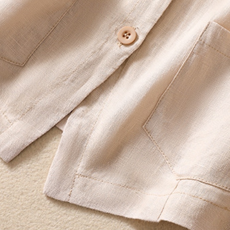 Damen Weste aus Baumwolle und Leinen, schlicht, modern, lässig, ärmellos, V-Ausschnitt, normale Passform, Oberteile, Urlaub, Ausgehen, Knöpfe, Tasche, Weiß, Braun, Khaki, Aprikose, Sommer 2025 - $26.99 –P7