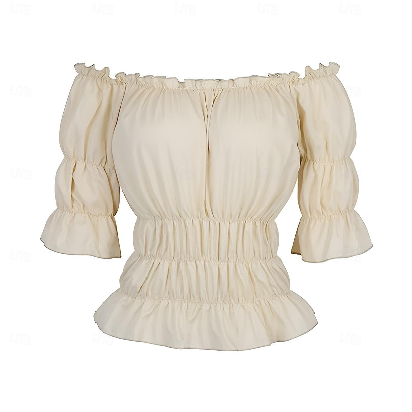 Elegantní Viktoria Tarzı Středověké Halenka / košile Nátělník Volánkový rukáv Pirát Dáma Viking Elfí Pod rameny Jednobarevné Maškarní kostým Dámské Keltské Pirát Fantazie Karneval Plesová maškaráda 2026 - $37.99 –P1