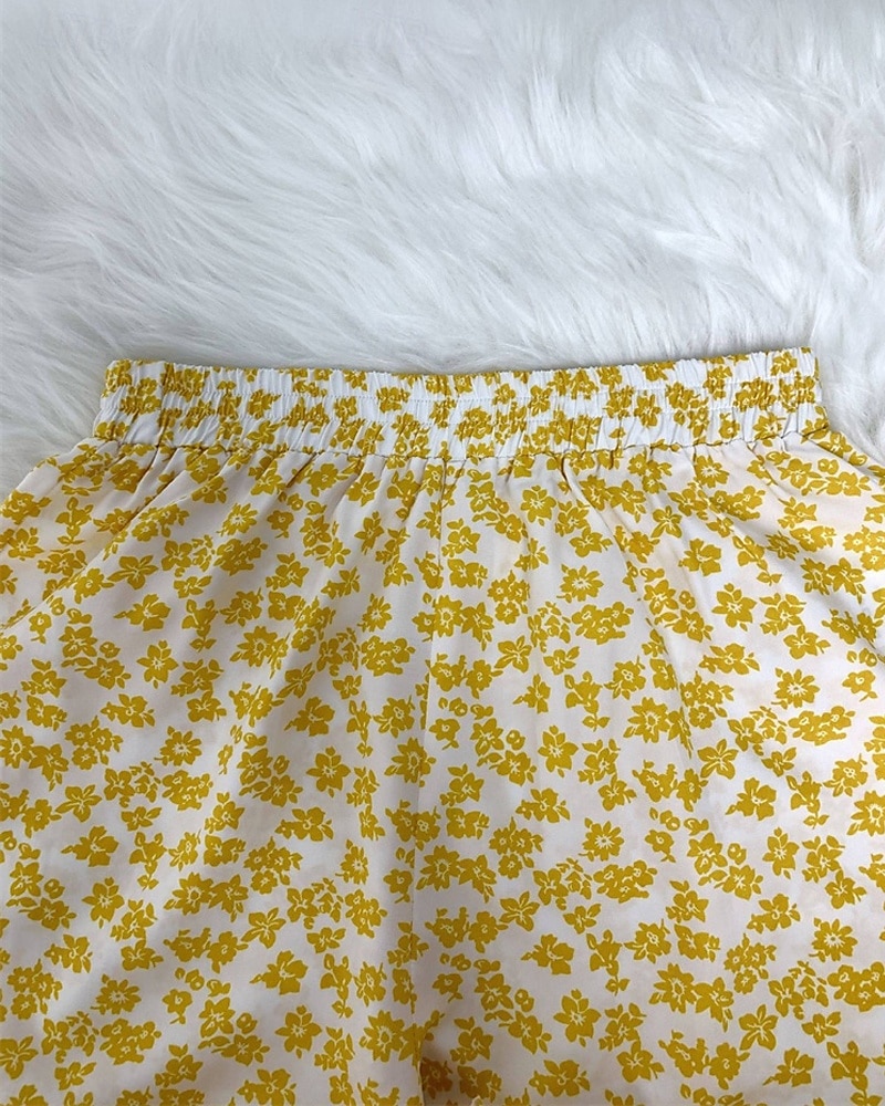 Pentru femei Picior Larg Pantaloni Vacanță Modă Lungime totală Talie medie Flori Talie elastică Respirabil Comfortabil Micro-elastic Stradă Purtare Zilnică Ieșire Negru Alb Galben Trifoi Vară Fit 2025 - $19.99 –P15