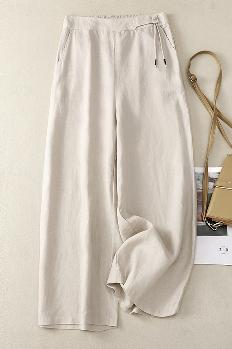 Per donna Pantaloni in cotone e lino Pantaloni Eleganti Moda Streetwear Lunghezza intera Naturale Semplice Tasca Elastico in vita All'aperto Confortevole Streetwear Uscire Aalbicocca Nero Blu Zenzero del 2025 a $30.99 –P6