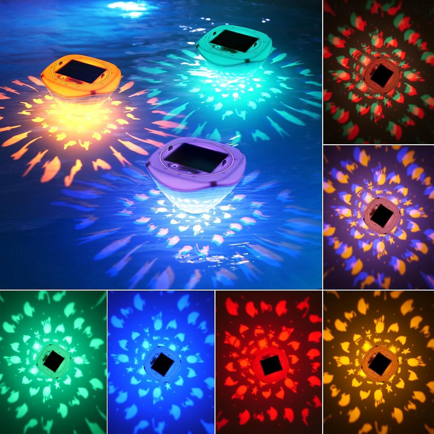 Lampes solaires sous-marines flottantes pour piscine, avec changement de couleur RVB, rechargeables, motif poisson, éclairage extérieur IP67 avec 6 modes d'éclairage pour piscine creusée, jacuzzi, de 2025 ? $32.99 –P1