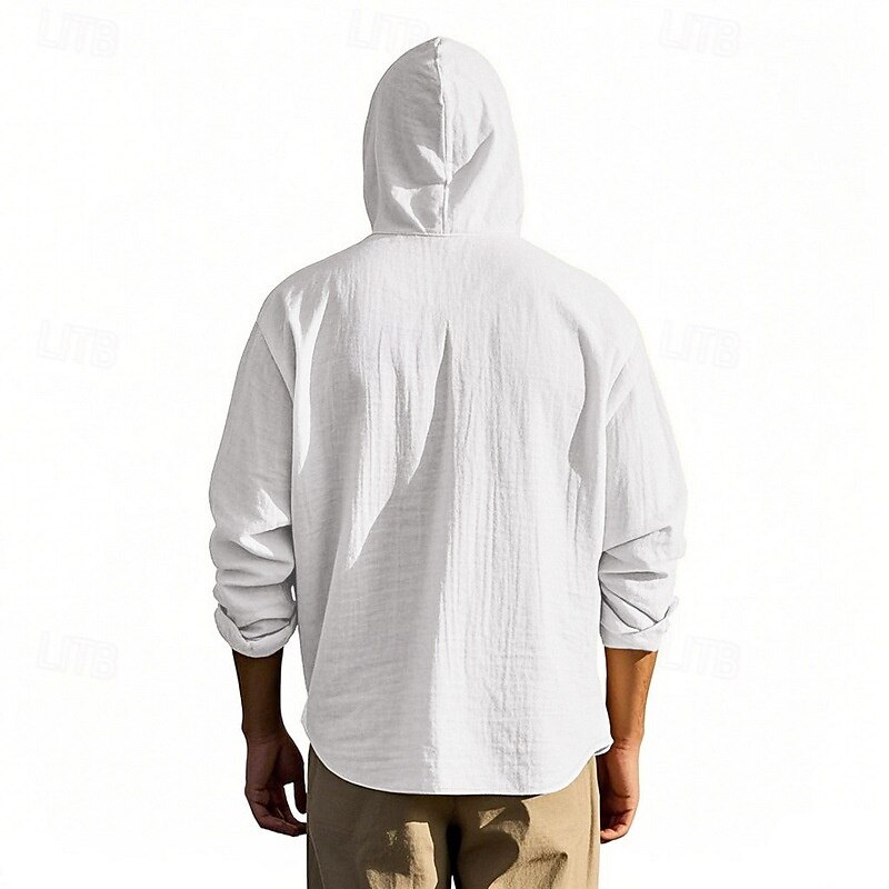 Herren Knopfhemd Einfach Urlaub Straße Schwarz Weiß Khaki Grau Langarm Mit Kapuze Frühling & Herbst Bekleidung Button-Down 2025 - $26.99 –P2