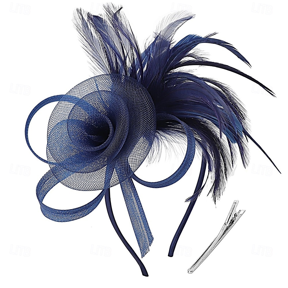 chapéus fascinators com penas para mulheres chapéus kentucky derby chapéu de igreja para festa do chá com faixa de cabeça e clipe de 2025 por $32.99 –P17