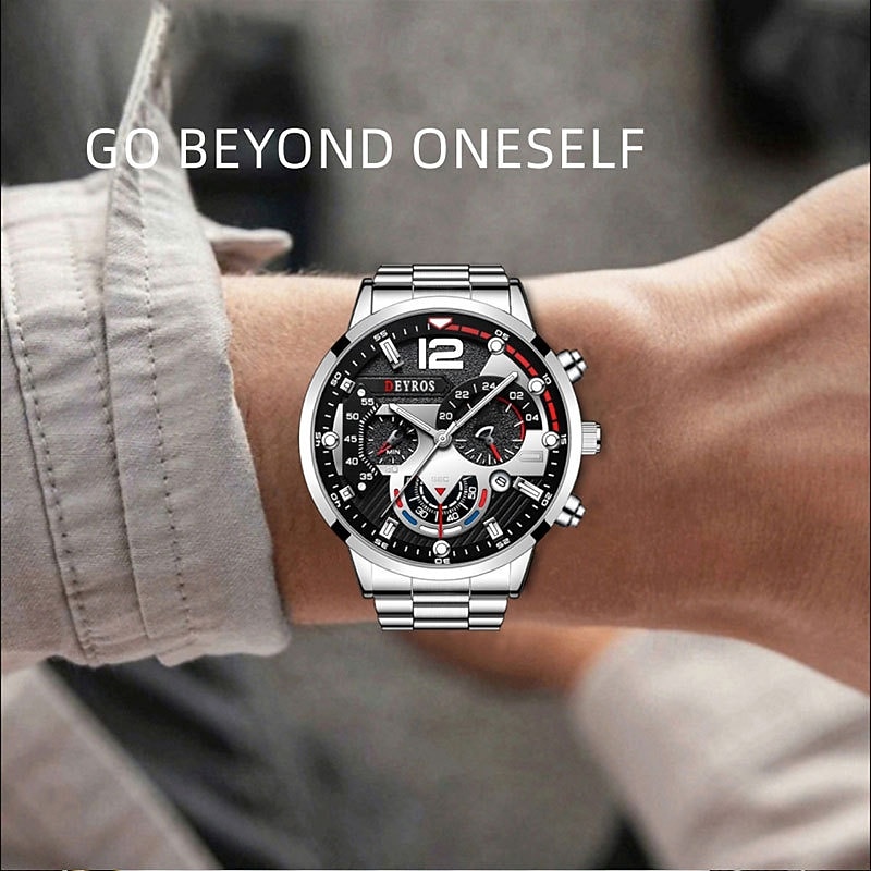 4-Piece Luxury and Fashionable Men's Watch and Arrow Necklace Bracelet and Ring Perfect for Business and Leisure 2026 - $19.99 –P10