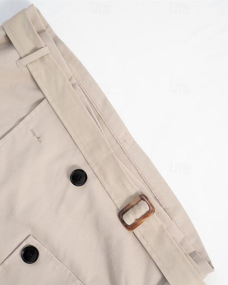 Dame Frakk Trenchcoat Bekvem Knapper Elegant Mote Utendørs Helfarge Ut på byen Fritid / hverdag Helg Enkeltkneppet Kort Knaphul Normal Langermet Yttertøy Aprikos Vår Høst 2025 - $35.99 –P7