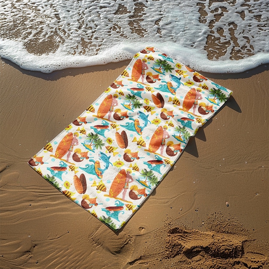 bedrucktes Strandtuch, leichte, schnelltrocknende, sandfreie Stranddecke, ideal für Reisen, Pool und den Einsatz im Freien 2025 - $10.99 –P2