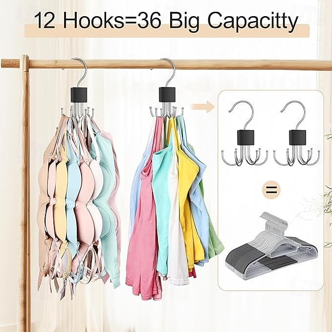 2er-Pack Tanktop-Kleiderbügel, BH-Kleiderbügel für Schrank-Organizer, max. 36 Stauraum, platzsparend, um 360° drehbar, BH-Organizer aus Metall, Schrank-Organizer und Aufbewahrung für Tanktops, BHs, 2026 - $10.99 –P4