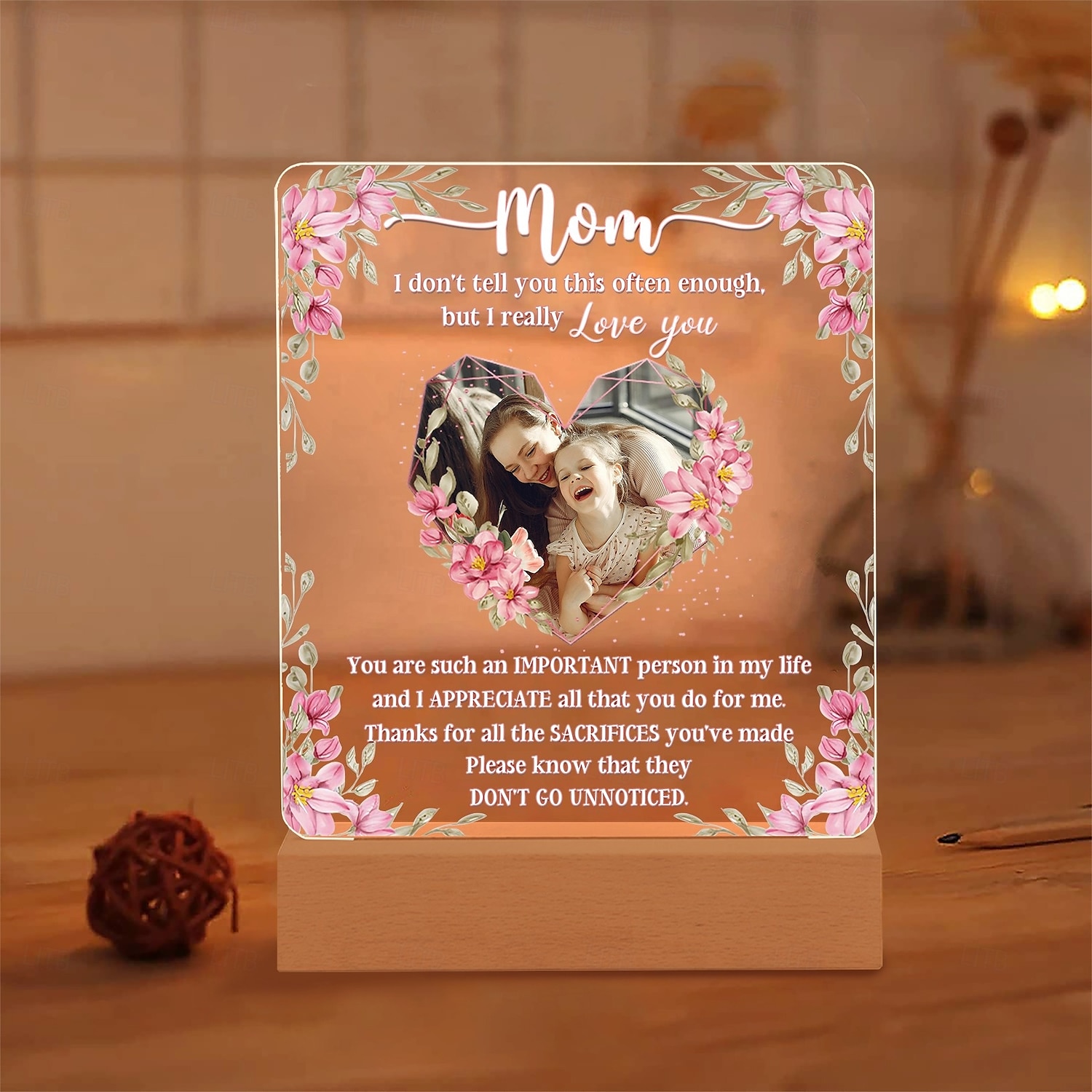 Lampă nocturnă foto personalizată - Cel mai bun cadou pentru mamă - Accesoriu decorativ creativ pentru dormitor sau living cadou pentru Ziua Femeii Ziua Mamei ziua de naștere sau Crăciun 2025 - $30.99 –P6