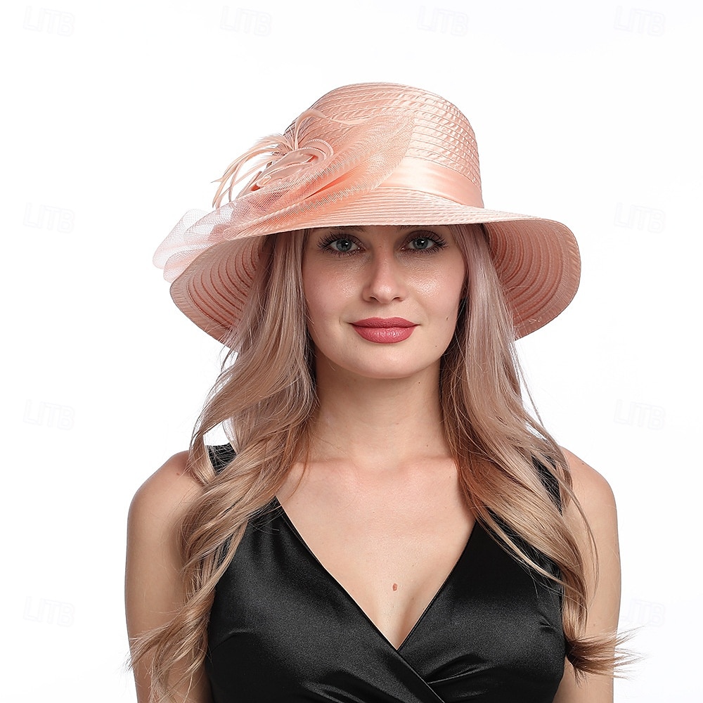 Hatter Organza Solhatt Ferie Te Fest Hesteveddeløp Cocktail Elegant Vintage Søt Med Blomster Hodepryd Hodeplagg 2025 - $31.99 –P10