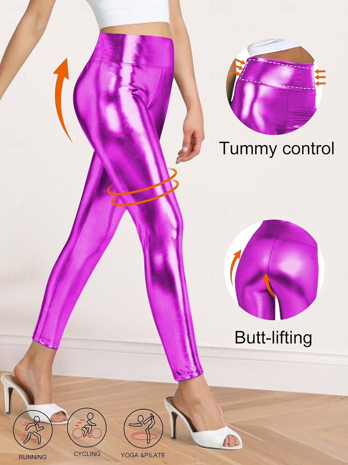 Retró 1970-es évek Hosszú Leggingek PU nadrág Diszkó Fényes latex patent Fémes Női Mindszentek napja Farsang Pride Parade Büszkeség hónapja Felnőttek Nadrágok Minden évszak 2025 - $20.99 –P18