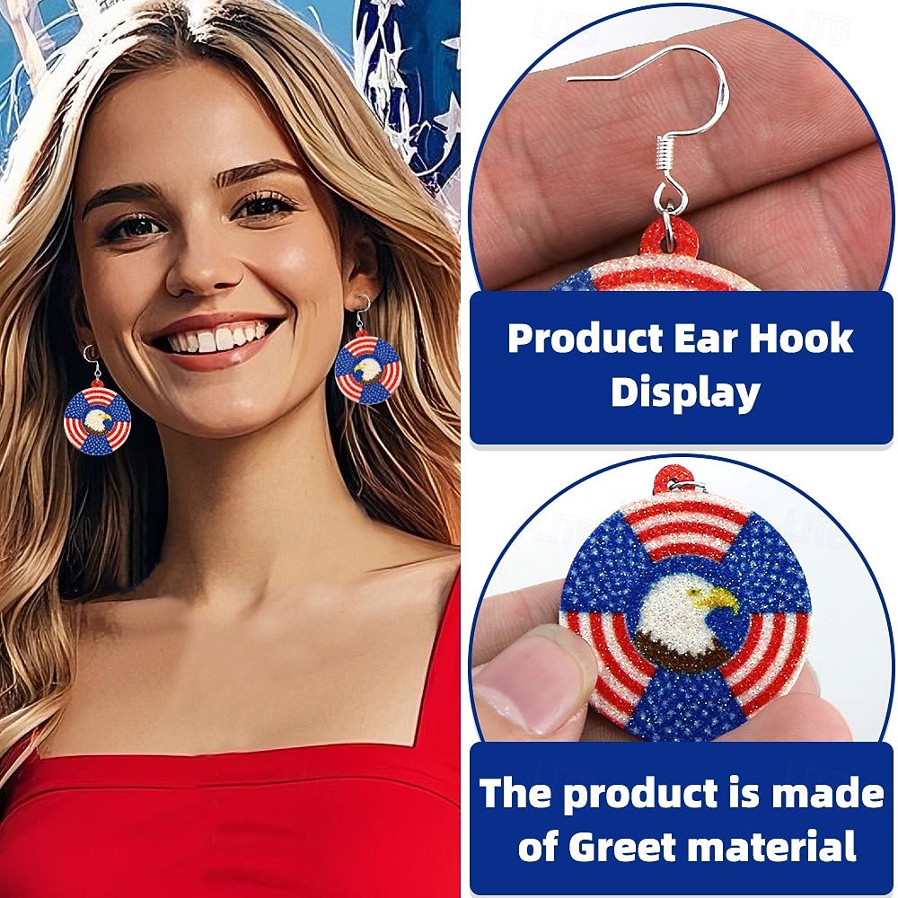 250th Anniversary USA Earrings USA Flag Casual Adults' Women's Semiquincentennial Masquerade Independence Day / the Fourth of July Festival Dress Up 2026 - $15.49 –P5