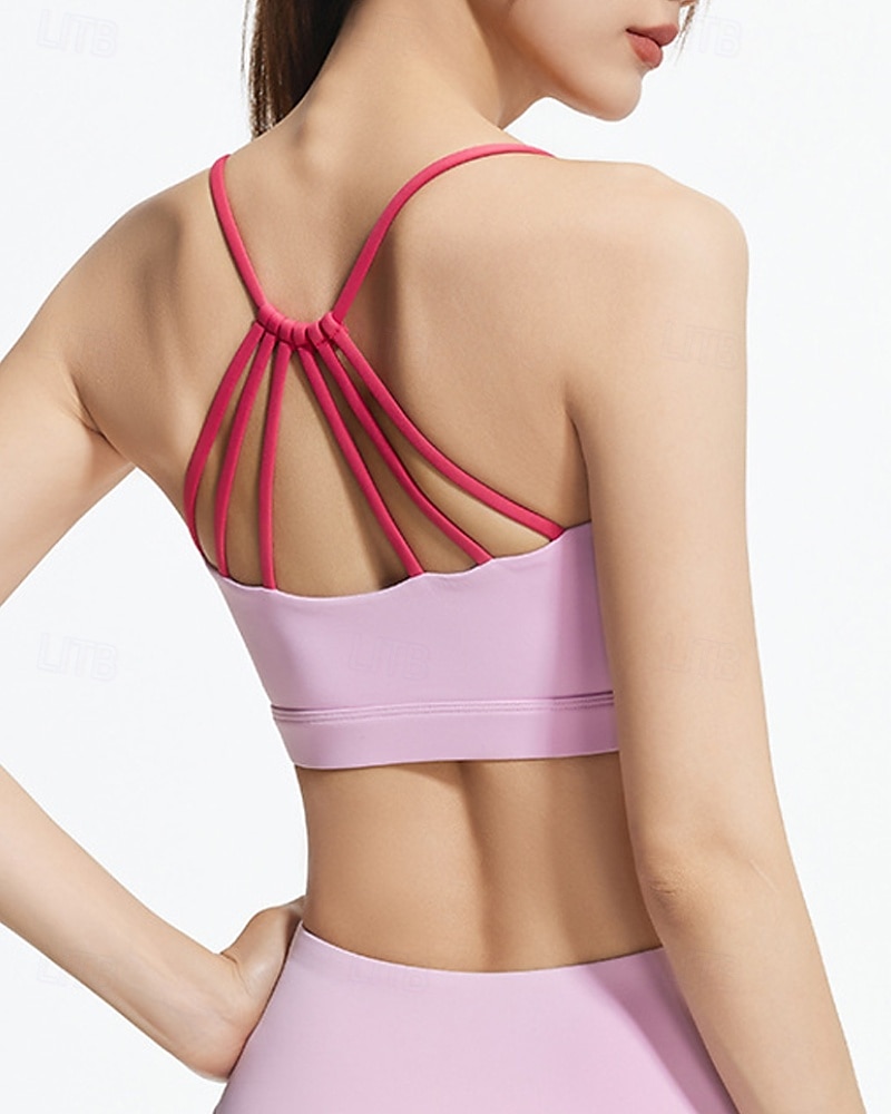 Mujer Buena parte superior Correa de espagueti Sujetador superior Tiras posteriores Confortable Transpirable Malla Bloque de color Deporte Ropa de Deporte Negro Blanco Yoga Aptitud física Casual 2025 - $15.49 –P3