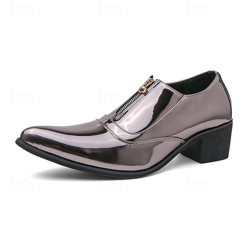 glänzend blaue Lackleder-Abendschuhe für Herren mit Reißverschluss - trendige Tanzschuhe für besondere Anlässe 2025 - $46.99 –P4