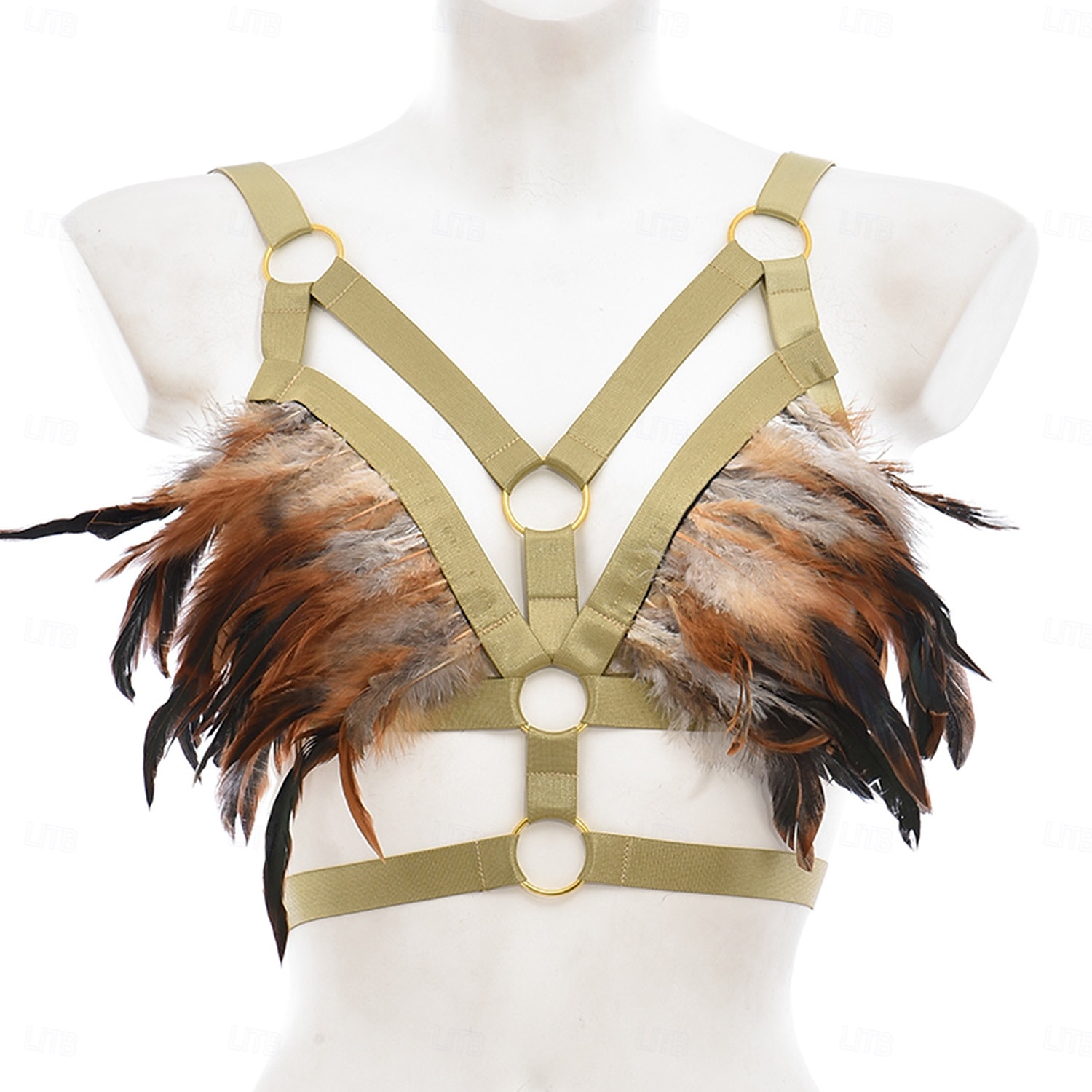 Drag Queen Stolz Regenbogen Feder-Bralette Harness-BH Erwachsene Damen Sexy Kostüm Pride Parade Pride-Monat Halloween Karneval Einfaches Karnevalskostüm 2025 - $20.99 –P6