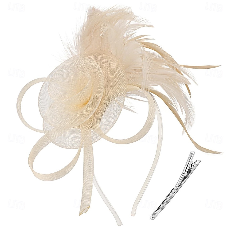 chapéus fascinators com penas para mulheres chapéus kentucky derby chapéu de igreja para festa do chá com faixa de cabeça e clipe de 2025 por $32.99 –P14