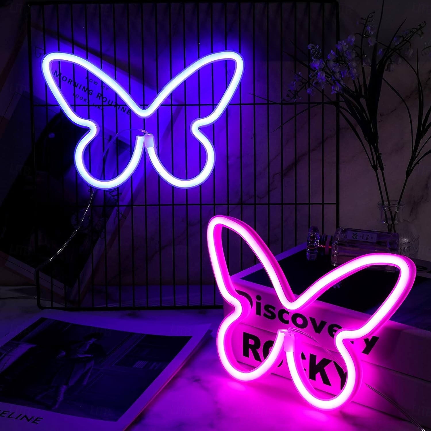 fjäril neonskyltar led ljus 3aa batteridriven usb-driven vägg neonljus dekor fjäril väggkonst för jul hem sovrum födelsedagsfest dekoration 2025 - $21.99 –P3