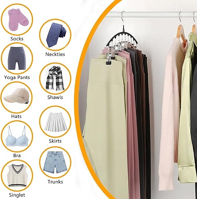 Lot de 2 cintres pour leggings, organisateur de placard, cintres pour chapeaux, pour placard, avec 10 clips, peut contenir 20 leggings, cintre pour leggings, organisateur de rangement pour pantalons, convient pour chaussettes, culottes, sous-vêtements, pa de 2026 ? $16.99 –P4