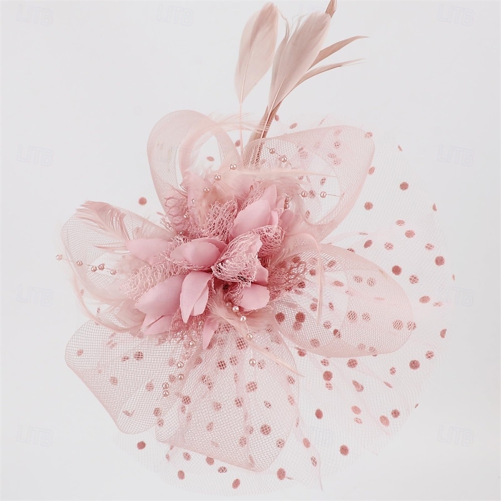 Fascinator-Hut, Feder-Stirnband, Damen-Fascinator, Teeparty-Kopfbedeckung mit Clip, Blumen-Stirnband für Mädchen &Ampere 2025 - $32.99 –P4