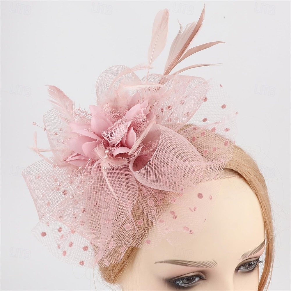 Fascinator-Hut, Feder-Stirnband, Damen-Fascinator, Teeparty-Kopfbedeckung mit Clip, Blumen-Stirnband für Mädchen &Ampere 2025 - $32.99 –P3