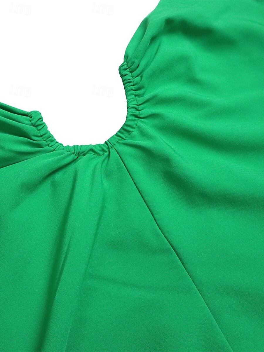 Robe Maxi Femme Robe A Ligne Couleur Unie Robes de Travail Robe Off The Shoulder Formelle Fête de Travail Coupe Régulière Simple Une Épaule Jaune Rouge Vert Été Printemps de 2025 ? $39.99 –P9
