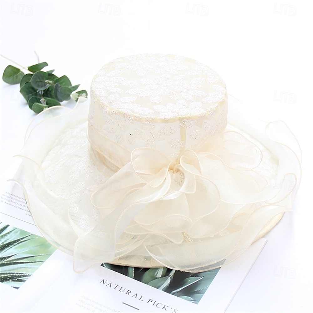 Hats Organza Sun Hat Holiday Tea Party Horse Race Cocktail Elegant Vintage Cute With Floral Headpiece Headwear 2025 - $26.99 –P8