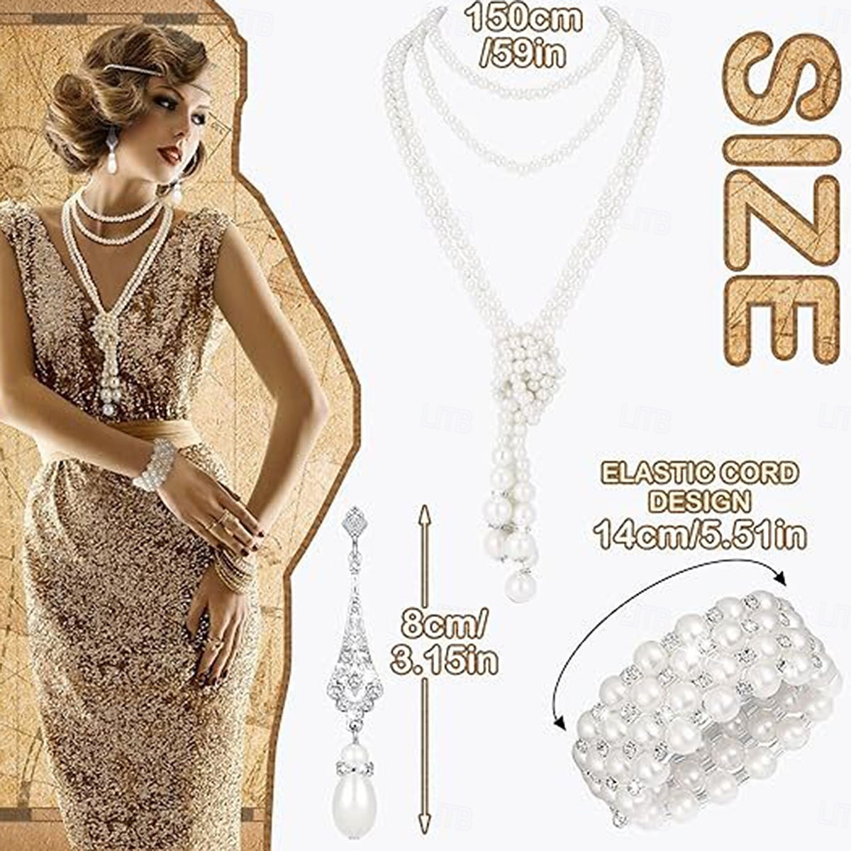 Ensemble de boucles d'oreilles et collier avec pendentif en perles, style rétro français élégant et léger de 2025 ? $19.99 –P4