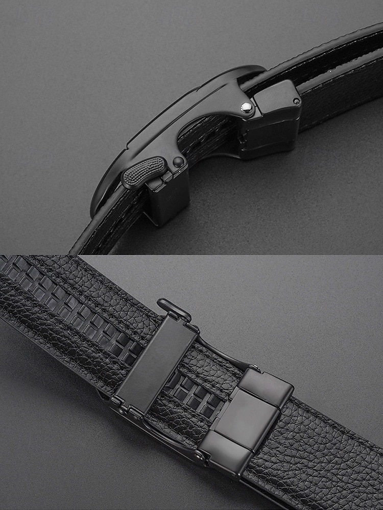 Men's Genuine Stingray Leather Automatic Buckle Belt – Luxury Textured Strap with Reflective Pattern for Business, Formal and Gift Occasions 2025 - $26.99 –P6