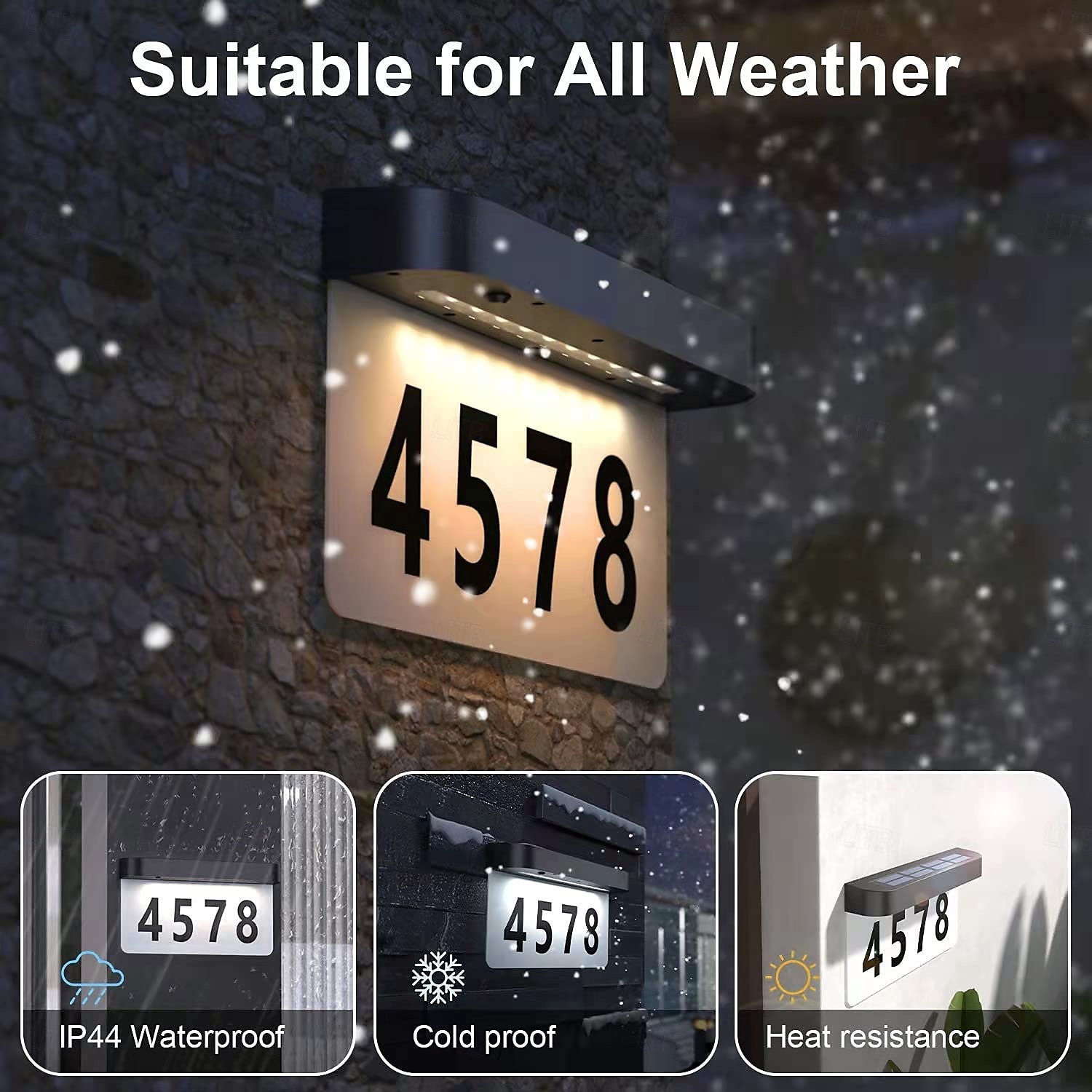 1 Pc Outdoor Solar Door Adress Lights IP44 Waterproof Warm Light White Light Street Sign Lamp Courtyard Street Corridor Lighting Wall Lights House Number Lights 2025 - $32.99 –P5