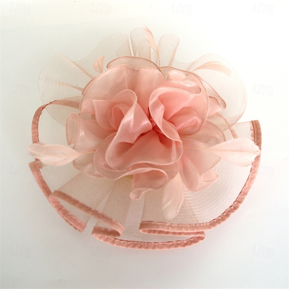Hodeplagg Fjær Organza Fedora Hatt Bryllup Kveld Fest Te Fest Hesteløp Cocktail Vintage Sjarmerende Med Fjær Blomster Hodepryd Hodebekledning 2026 - $17.49 –P10