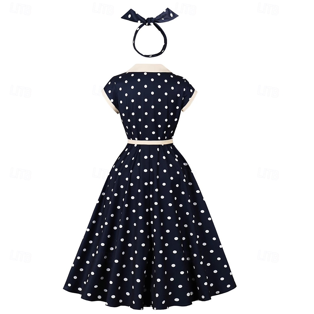 Polka Dots Retro Vintage 1950s Dress Swing Dress Polka dots Women's Carnival Masquerade Daily Wear Bachelorette Party Adults' Dress Headband 2025 - $40.99 –P2